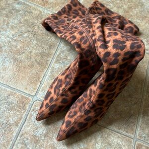 Practically brand new leopard knee-high boots